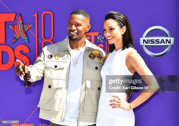 Host Jamie Foxx and Corinne Foxx attend the 2018 BET Awards at Microsoft Theater on June 24, 2018 in Los Angeles, California.