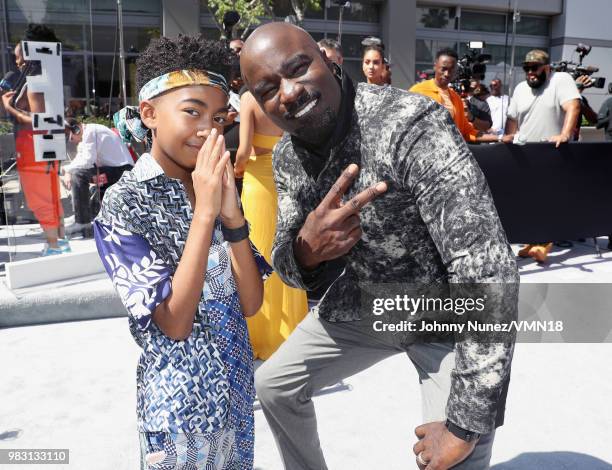 Miles Brown and Mike Colter attend the 2018 BET Awards at Microsoft Theater on June 24, 2018 in Los Angeles, California.