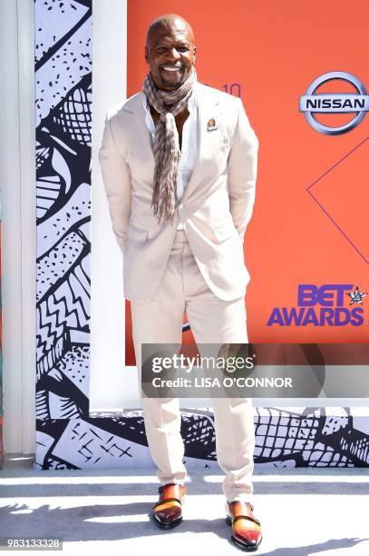 Terry Crews poses upon arrival for the BET Awards at Microsoft Theatre in Los Angeles, California, on June 24, 2018.