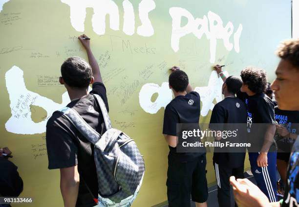 Guests at "Imma Be a Star" Block Party at Audubon Middle School on June 24, 2018 in Los Angeles, California.