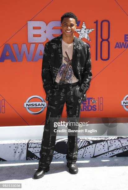 Keith Powers attends the 2018 BET Awards at Microsoft Theater on June 24, 2018 in Los Angeles, California.