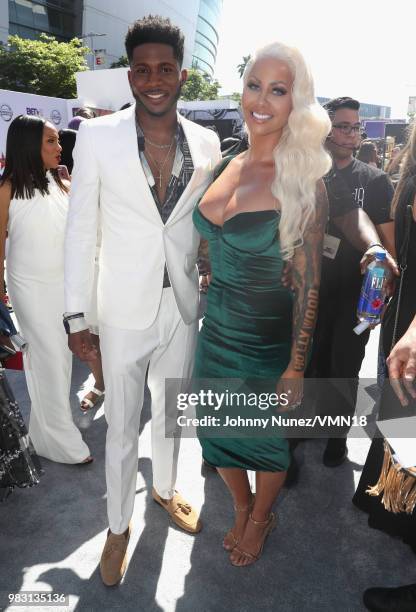 Da'Vinchi and Amber Rose attend the 2018 BET Awards at Microsoft Theater on June 24, 2018 in Los Angeles, California.