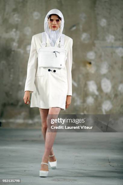 Model walks the runway during the 1017 ALYX 9SM Menswear Spring/Summer 2019 show as part of Paris Fashion Week on June 24, 2018 in Paris, France.