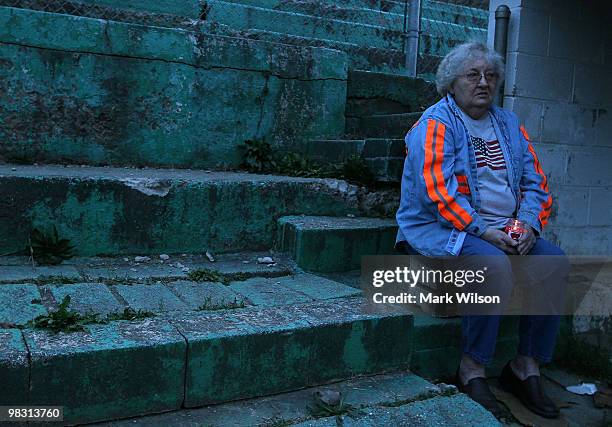 Seventy six year-old Jo Ann Kuhn participates in a candlelight vigil to honor local coal miners April 7, 2010 in Whitesville, West Virginia. Rescue...