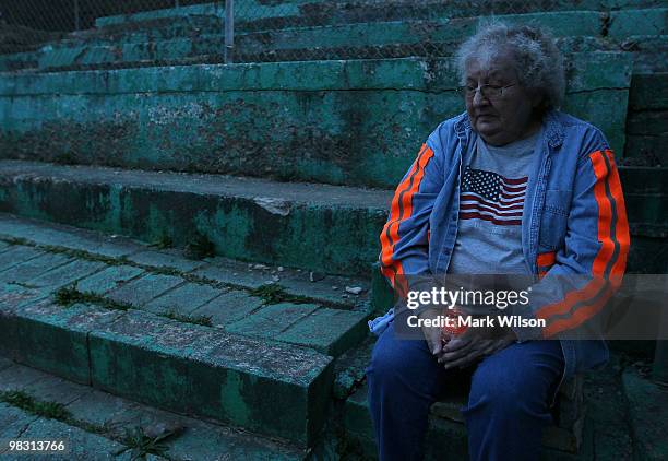 Seventy six year-old Jo Ann Kuhn participates in a candlelight vigil to honor local coal miners April 7, 2010 in Whitesville, West Virginia. Rescue...