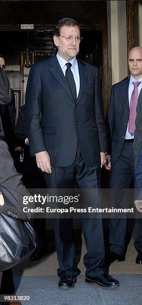 Mariano Rajoy attends the funeral service for ABC newspaper's publisher Guillermo Luca de Tena on April 7, 2010 in Madrid, Spain.