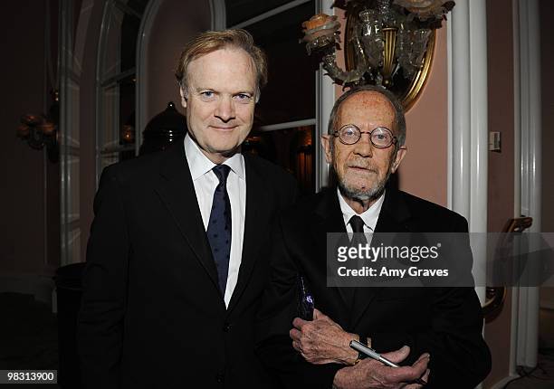 Actor Lawrence O'Donnell and writer Elmore Leonard attend PEN USA's 19th Annual Literary Awards Festival at the Beverly Hills Hotel on December 2,...
