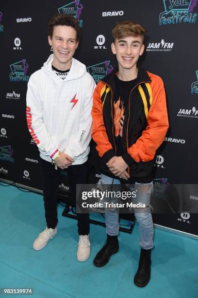 Hayden Summerall and Johnny Orlando attend the YOU Summer Festival 2018 on June 24, 2018 in Berlin, Germany.