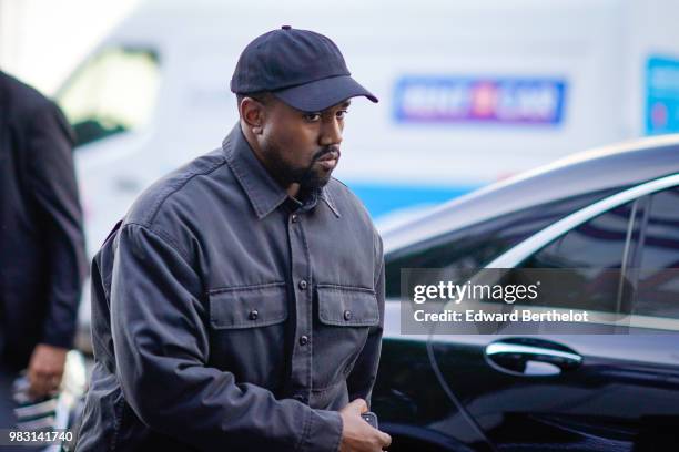 Kanye West is seen, outside 1017 ALYX 9SM show, during Paris Fashion Week Menswear Spring/Summer 2019, on June 24, 2018 in Paris, France.