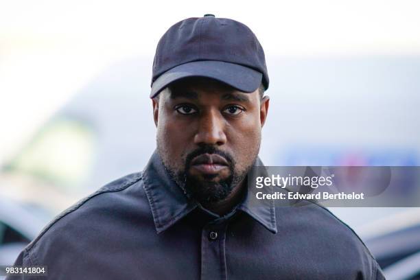 Kanye West is seen, outside 1017 ALYX 9SM show, during Paris Fashion Week Menswear Spring/Summer 2019, on June 24, 2018 in Paris, France.