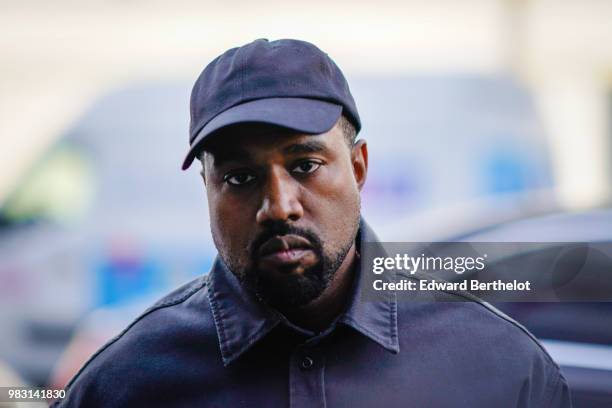 Kanye West is seen, outside 1017 ALYX 9SM show, during Paris Fashion Week Menswear Spring/Summer 2019, on June 24, 2018 in Paris, France.