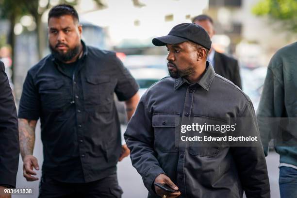 Kanye West is seen, outside 1017 ALYX 9SM show, during Paris Fashion Week Menswear Spring/Summer 2019, on June 24, 2018 in Paris, France.