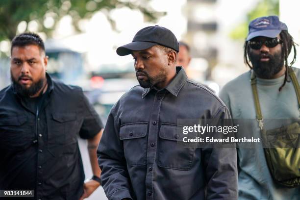 Kanye West is seen, outside 1017 ALYX 9SM show, during Paris Fashion Week Menswear Spring/Summer 2019, on June 24, 2018 in Paris, France.