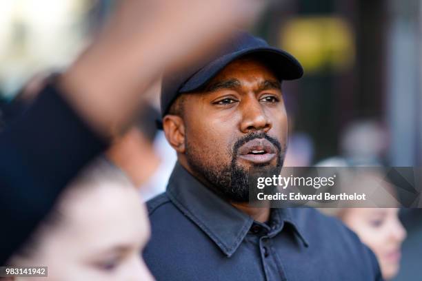 Kanye West is seen, outside 1017 ALYX 9SM show, during Paris Fashion Week Menswear Spring/Summer 2019, on June 24, 2018 in Paris, France.