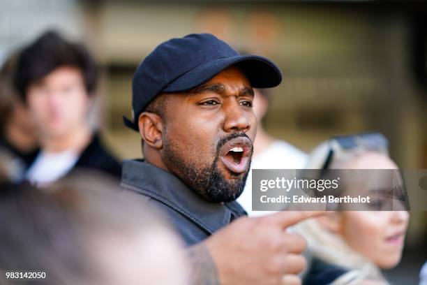 Kanye West is seen, outside 1017 ALYX 9SM show, during Paris Fashion Week Menswear Spring/Summer 2019, on June 24, 2018 in Paris, France.