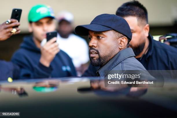 Kanye West is seen, outside 1017 ALYX 9SM show, during Paris Fashion Week Menswear Spring/Summer 2019, on June 24, 2018 in Paris, France.