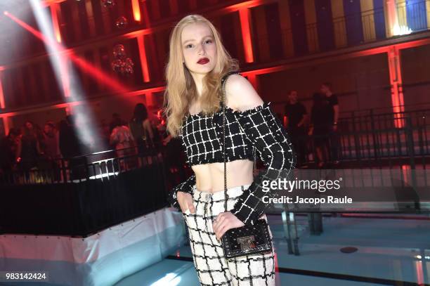 Model Leah Rodl attends the Balmain after party as part of Paris Fashion Week on June 24, 2018 in Paris, France.