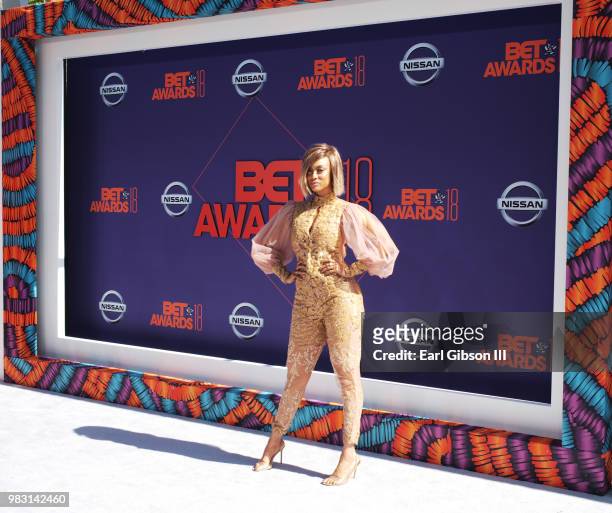 Tyra Banks attends the 2018 BET Awards at Microsoft Theater on June 24, 2018 in Los Angeles, California.