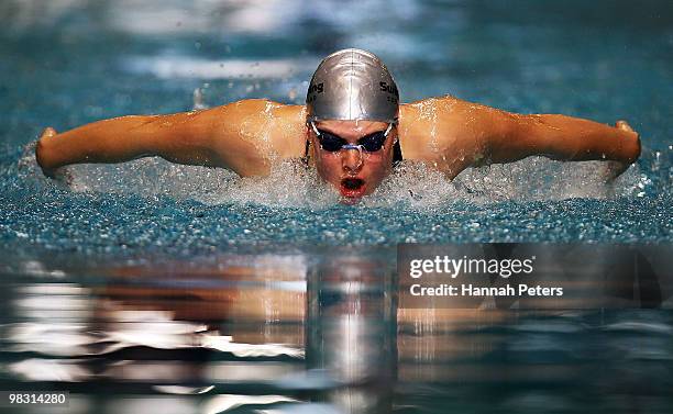 Natalie Wiegersma competes in the Women's 400m Individual Medley during day four of the New Zealand Open Swimming Championships at West Wave Aquatic...