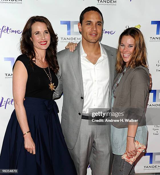 Actors Andie MacDowell, Daniel Sunjata and Ashley Williams attend the screening of the Lifetime Original Movie "Patricia Cornwell's The Front" at...