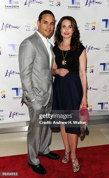 Actors Daniel Sunjata and Andie MacDowell attend the screening of the Lifetime Original Movie "Patricia Cornwell's The Front" at Hearst Tower on...