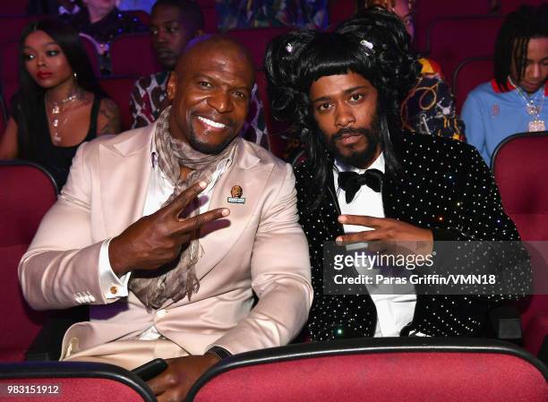 Terry Crews and Lakeith Stanfield attend the 2018 BET Awards at Microsoft Theater on June 24, 2018 in Los Angeles, California.