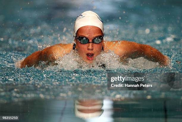 Samantha Lucie-Smith competes in the Women's 400m Individual Medley during day four of the New Zealand Open Swimming Championships at West Wave...