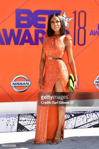 Gabrielle Dennis attends the 2018 BET Awards at Microsoft Theater on June 24, 2018 in Los Angeles, California.