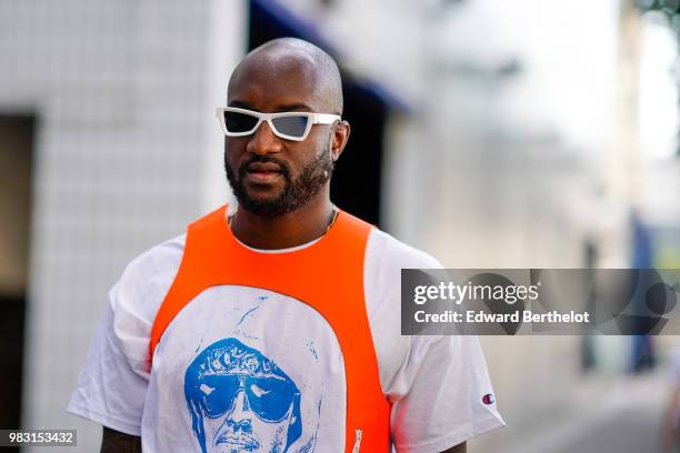 Virgil Abloh, Artistic Director for Louis Vuitton Menswear and Off-White creator, is seen, outside 1017 ALYX 9SM show, during Paris Fashion Week...