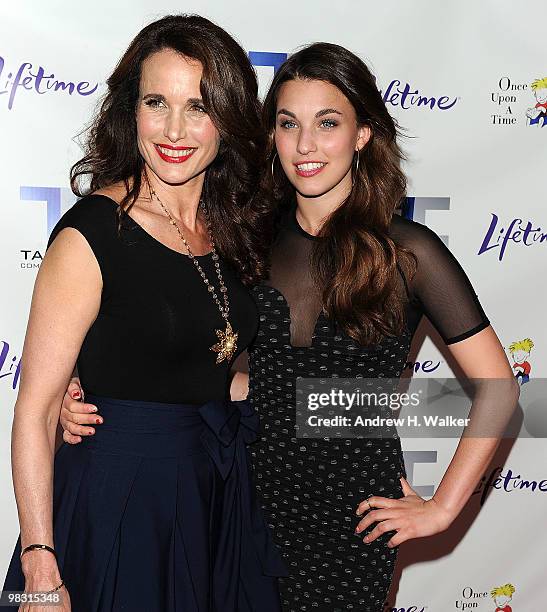 Andie MacDowell and Rainey Qualley attend the screening of the Lifetime Original Movie "Patricia Cornwell's The Front" at Hearst Tower on April 7,...