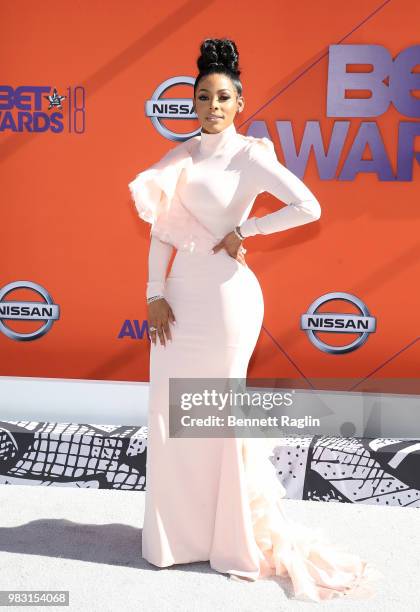 Keyshia Ka'Oir attends the 2018 BET Awards at Microsoft Theater on June 24, 2018 in Los Angeles, California.