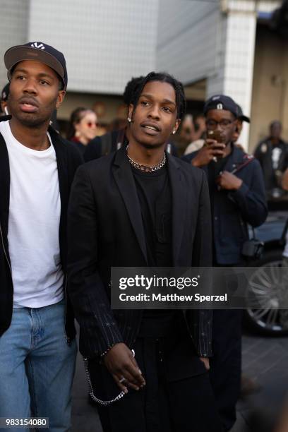 Rocky is seen on the street during Paris Men's Fashion Week S/S 2019 wearing all-black on June 24, 2018 in Paris, France.