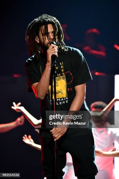 Cole performs onstage at the 2018 BET Awards at Microsoft Theater on June 24, 2018 in Los Angeles, California.