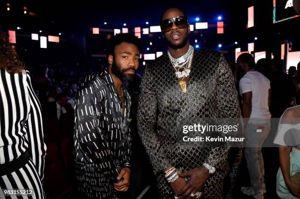 Donald Glover and 2 Chainz attend the 2018 BET Awards at Microsoft Theater on June 24, 2018 in Los Angeles, California.