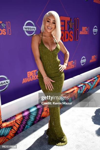 Saweetie attends the 2018 BET Awards at Microsoft Theater on June 24, 2018 in Los Angeles, California.