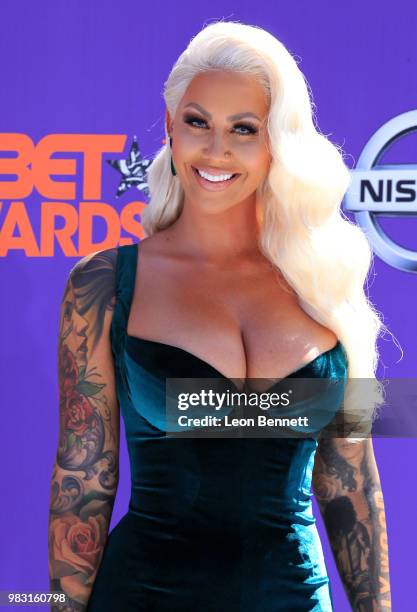 Amber Rose attends the 2018 BET Awards at Microsoft Theater on June 24, 2018 in Los Angeles, California.