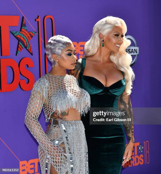 Blac Chyna and Amber Rose attend the 2018 BET Awards at Microsoft Theater on June 24, 2018 in Los Angeles, California.