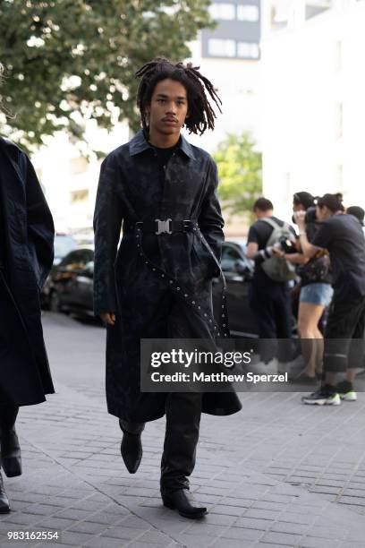 Luka Sabbat is seen on the street during Paris Men's Fashion Week S/S 2019 wearing Alyx on June 24, 2018 in Paris, France.