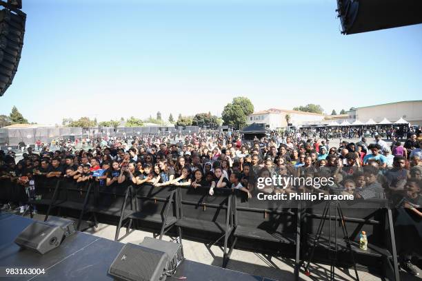 Guests at "Imma Be a Star" Block Party at Audubon Middle School on June 24, 2018 in Los Angeles, California.