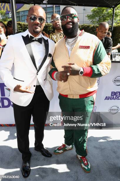 Big Tigger and Rick Ross attend the 2018 BET Awards at Microsoft Theater on June 24, 2018 in Los Angeles, California.