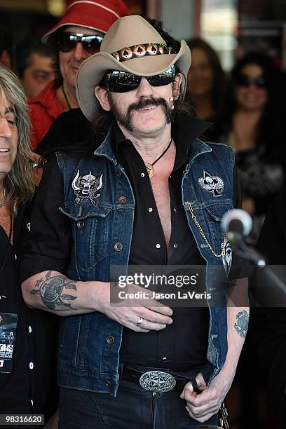 Lemmy Kilmister of Motorhead attends The Scorpions' induction into the Hollywood RockWalk on April 6, 2010 in Hollywood, California.