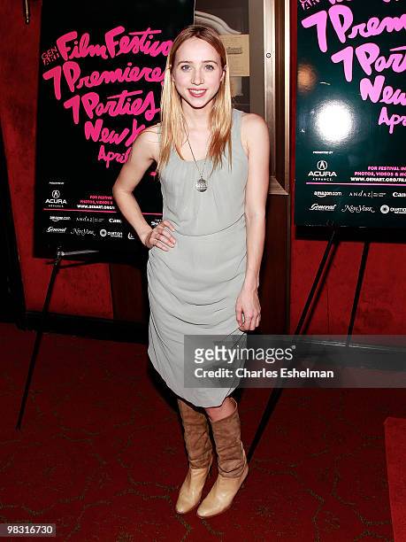 Actress Zoe Kazan attends the "happythankyoumoreplease" New York premiere at Ziegfeld Theatre on April 7, 2010 in New York City.