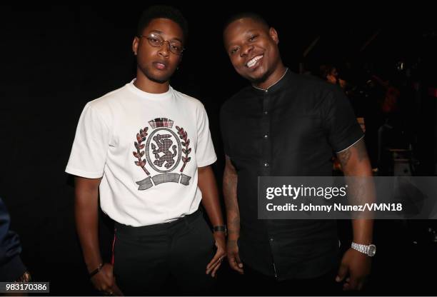Jacob Latimore and Jason Mitchell attend at the 2018 BET Awards at Microsoft Theater on June 24, 2018 in Los Angeles, California.