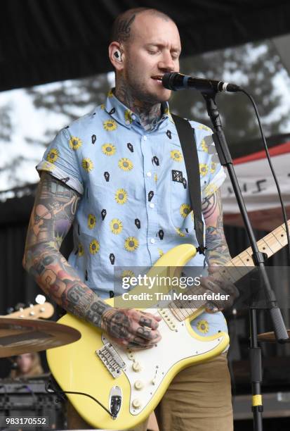 Anthony Del Grosso of This Wild Life performs during the 2018 Vans Warped Tour at Shoreline Amphitheatre on June 23, 2018 in Mountain View,...