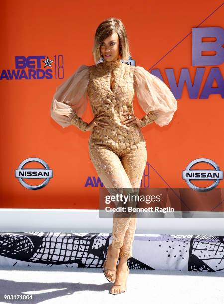 Tyra Banks attends the 2018 BET Awards at Microsoft Theater on June 24, 2018 in Los Angeles, California.