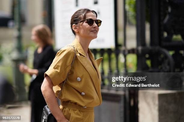 Actress Virginie Ledoyen is seen, outside Balmain, during Paris Fashion Week Menswear Spring/Summer 2019, on June 24, 2018 in Paris, France.