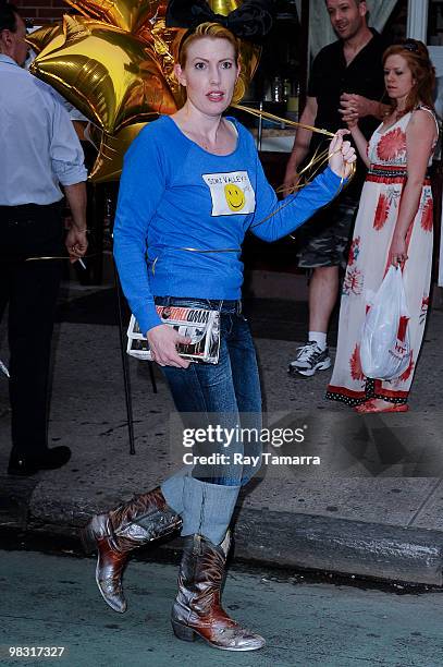 Hairstylist and "Shear Genius" contestant Brig Von Osten walks in the West Village on April 07, 2010 in New York City.