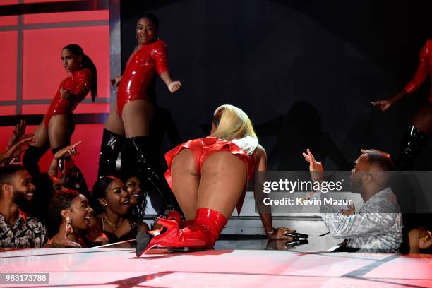 Nicki Minaj performs onstage at the 2018 BET Awards at Microsoft Theater on June 24, 2018 in Los Angeles, California.