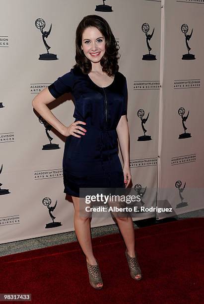 Actress Alison Brie arrives at the Academy of Television's Diversity Committee Night School with the cast of "Community" on April 7, 2010 in North...