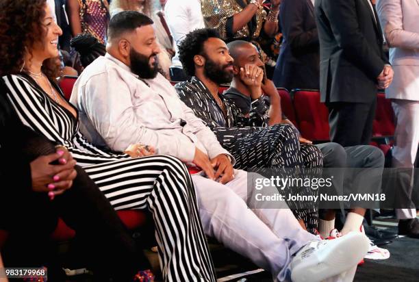 Khaled and Donald Glover attend the 2018 BET Awards at Microsoft Theater on June 24, 2018 in Los Angeles, California.